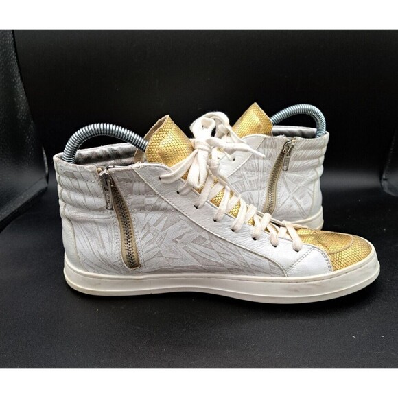 P448 Women's Palm High Top Sneaker Gold Toe Side Zip Euro 40/US 9 Designer Shoes - Picture 8 of 16